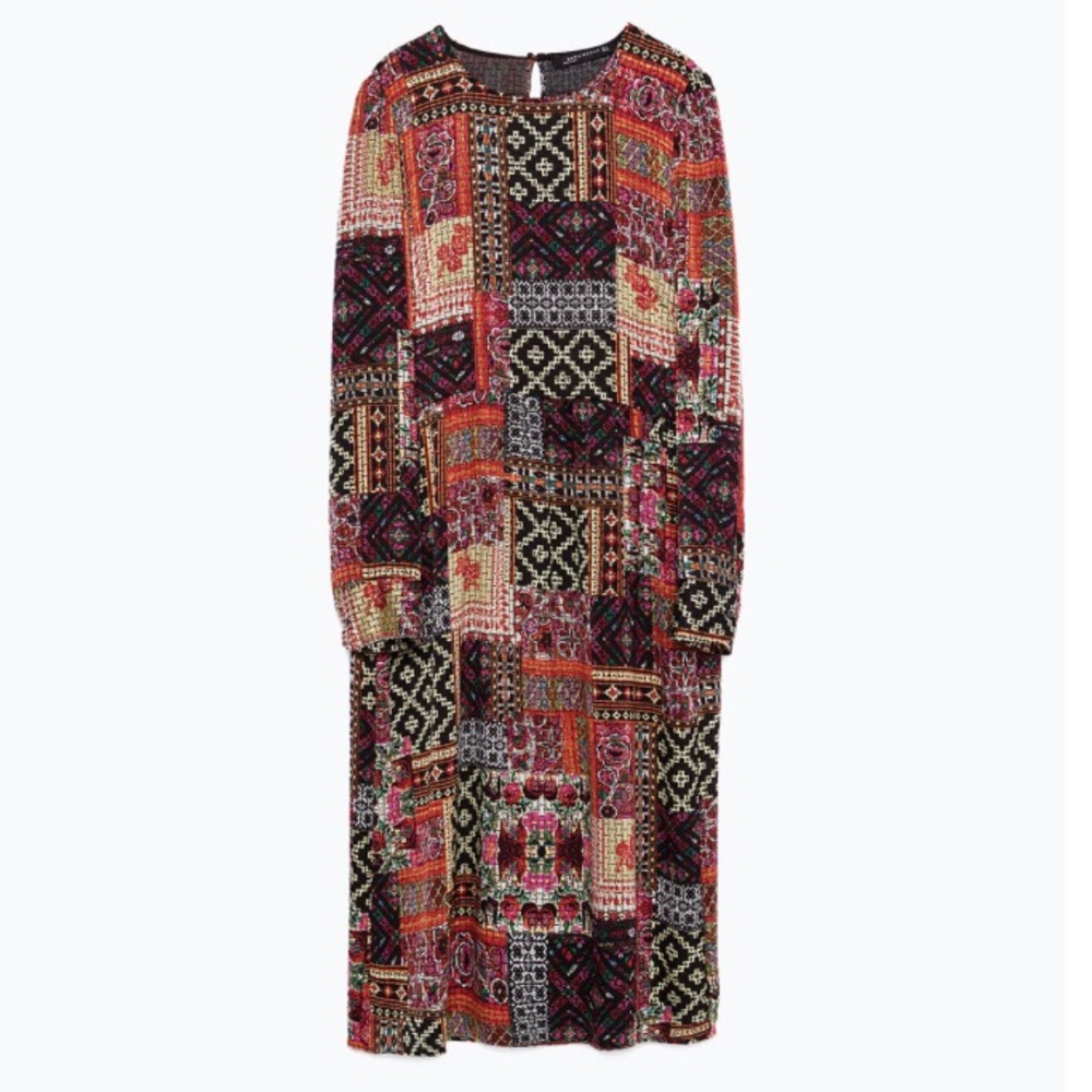 Zara Bohemian Patchwork Dress Midi